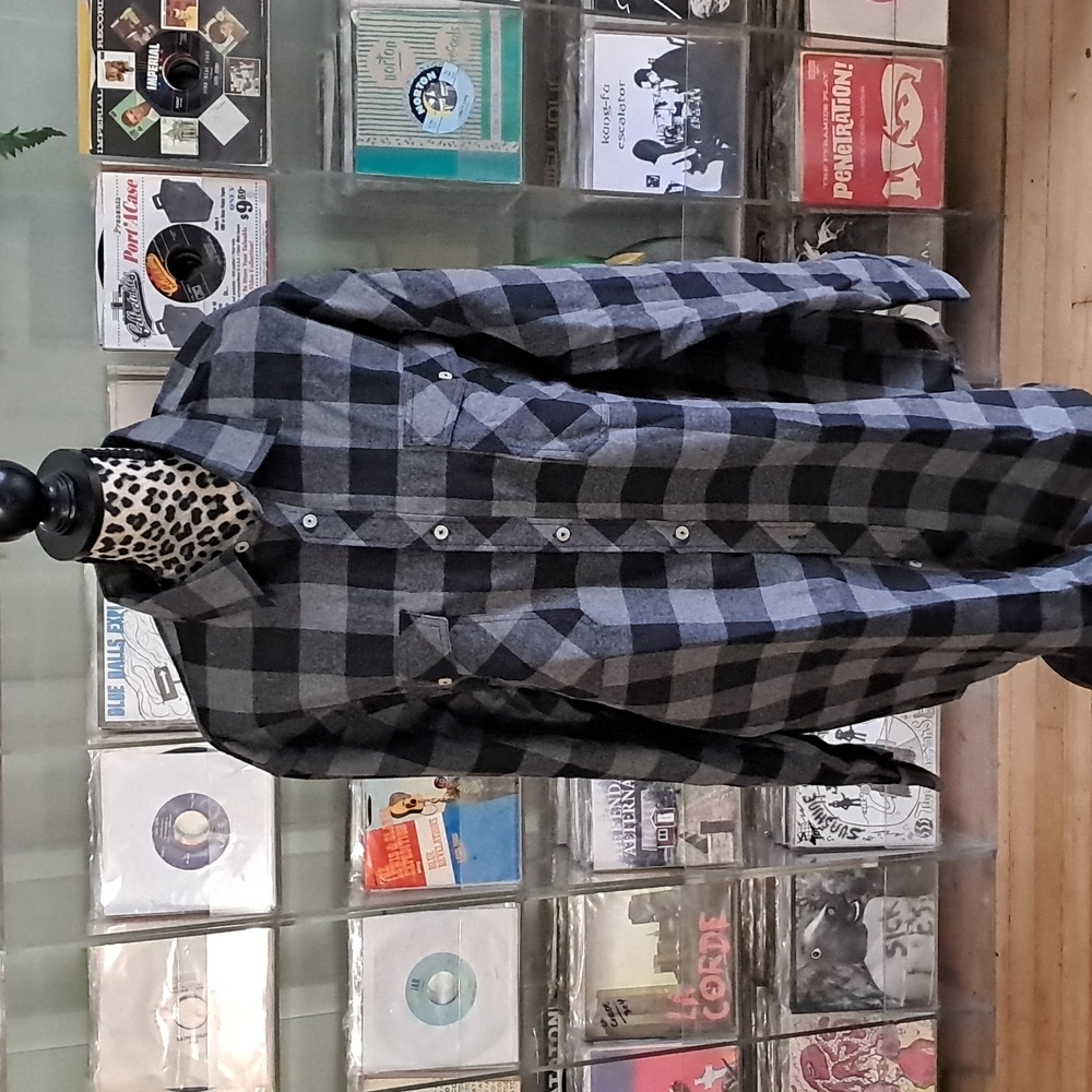 Men's Grey and Black Buffalo Check Flannel Shirt 3XL Designed in Italy NEW